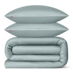 Pościel satynowa 200x220 cm + 2x 70x80 cm szałwiowa - 100% bawełna premium