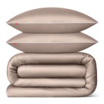 Pościel satynowa 160x200 cm + 2x 70x80 cm beżowa - 100% bawełna premium