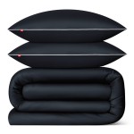 Pościel satynowa 160x200 cm + 2x 70x80 cm czarna - 100% bawełna premium