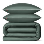 Pościel satynowa 160x200 cm + 2x 70x80 cm butelkowa zieleń - 100% bawełna premium