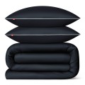 OUTLET Pościel satynowa 200x220 cm + 2x 70x80 cm czarna - 100% bawełna premium 