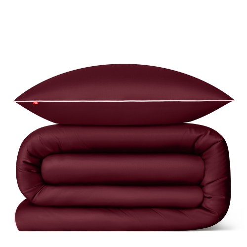 Pościel satynowa 140x200 cm + 1x 70x80 cm burgundowa - 100% bawełna premium