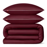Pościel satynowa 160x200 cm + 2x 70x80 cm burgundowa - 100% bawełna premium