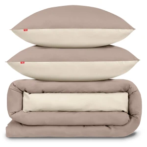 OUTLET Pościel bawełniana cappuccino - piaskowy beż 160x200 + 2x 70x80