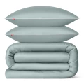 OUTLET Pościel satynowa 200x220 cm + 2x 70x80 cm szałwiowa - 100% bawełna premium