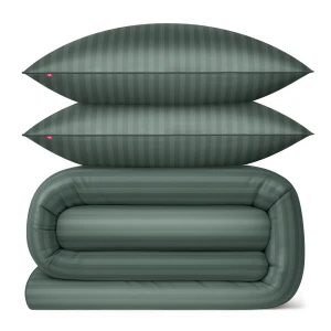 OUTLET Pościel adamaszkowa 160x200 cm + 2x 70x80 cm butelkowa zieleń - 100% bawełna premium